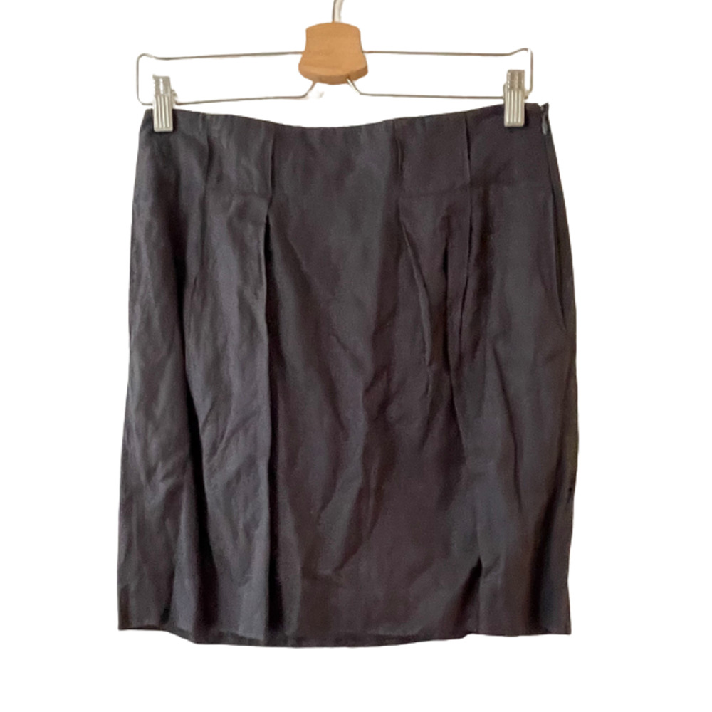 Banana Republic Size 2 Womens A-Line Skirt Pleated Pocket Side Zip Gray Metallic